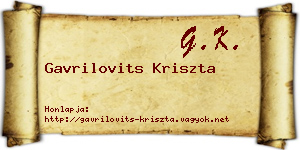 Gavrilovits Kriszta névjegykártya